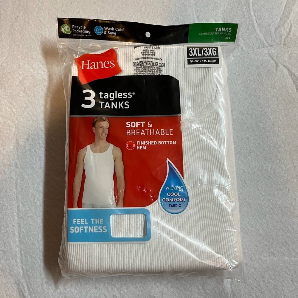 3 pack of 3XL white Hanes tanks men’s